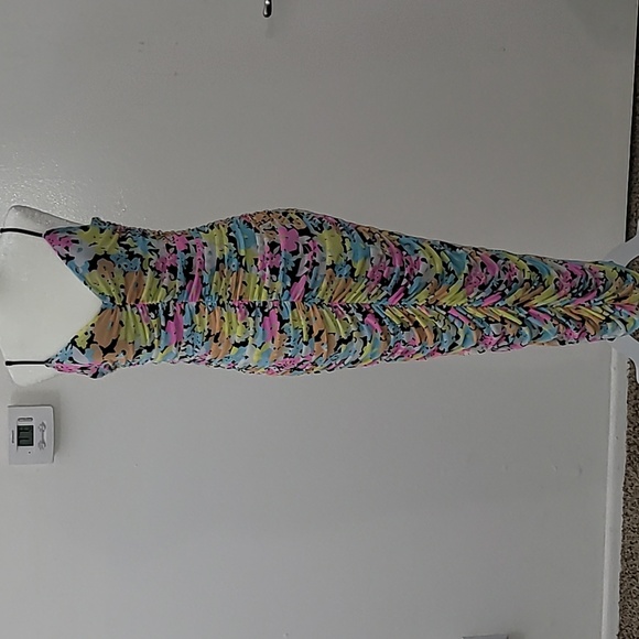 ARFM Ruched Mesh Midi Slipdress in Sky Floral Size Large NWT - Picture 5 of 15